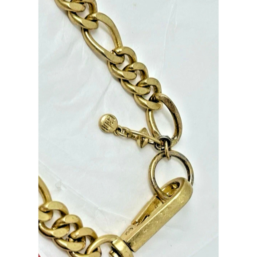 Chunky Choker Signed Cabi Swagger Brushed Gold Tone Chainlink Necklace 22" Max View 2